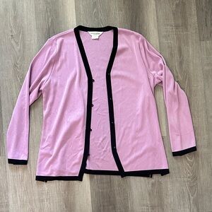 Misook Lavender Cardigan with Black Trim